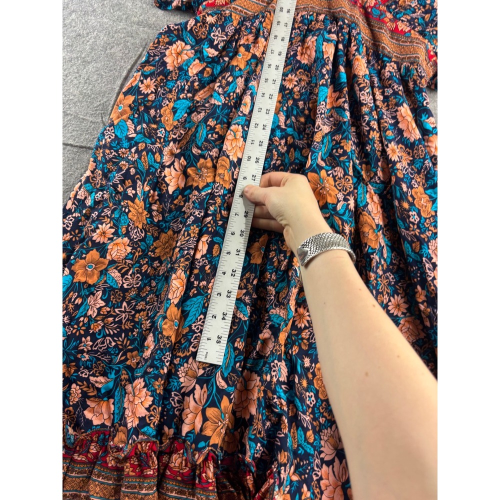 Baltic Born Floral Maxi Dress XL Boho Smocked Empire Waist V-Neck Tiered Rayon - Picture 7 of 7